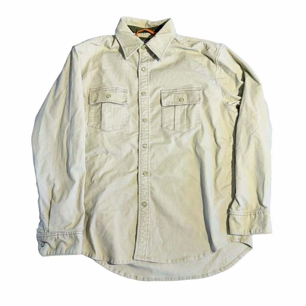 QuikSilver Edition Corduroy Shirt Size M Beige Long Sleeve Pocket Utility